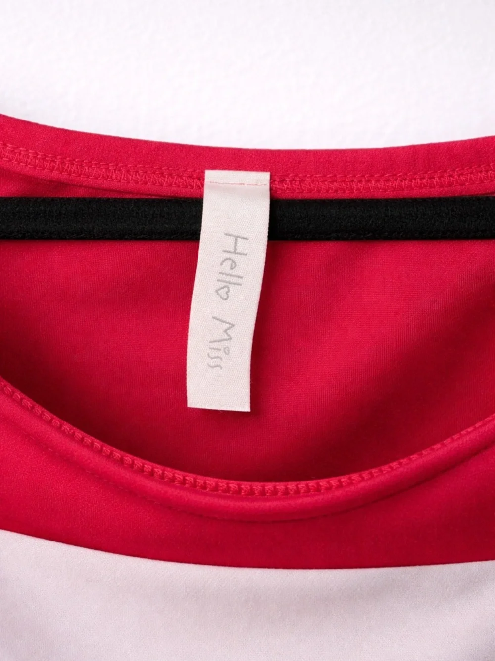 hello miss Red Colorblock Off-Shoulder Mini Dress - Picture 4 of 6